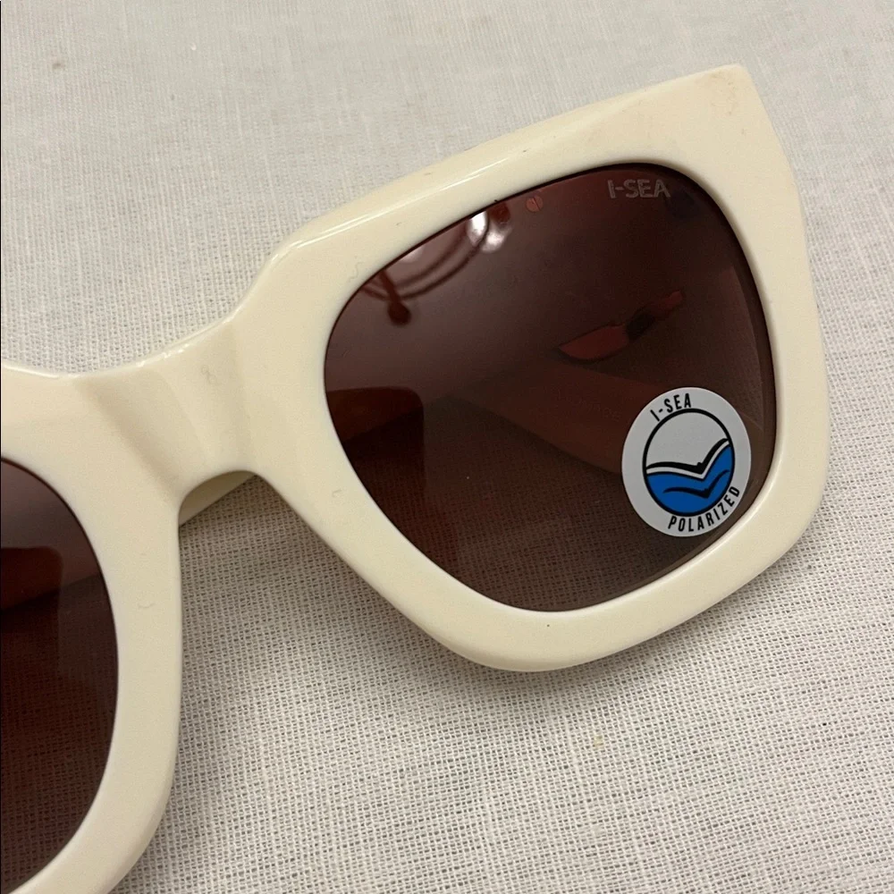 Anthropologie X ISEA Jolene Western Buckle Chic White Sunglasses New